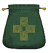 Zielony, aksamitny woreczek Krzyż Celtycki na karty Tarota
