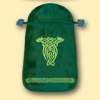 Zielony, satynowy woreczek na karty Tarota z symbolem celtyckim