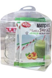 Zestaw shake matcha w proszku z morelami bezglutenowty + szklanka